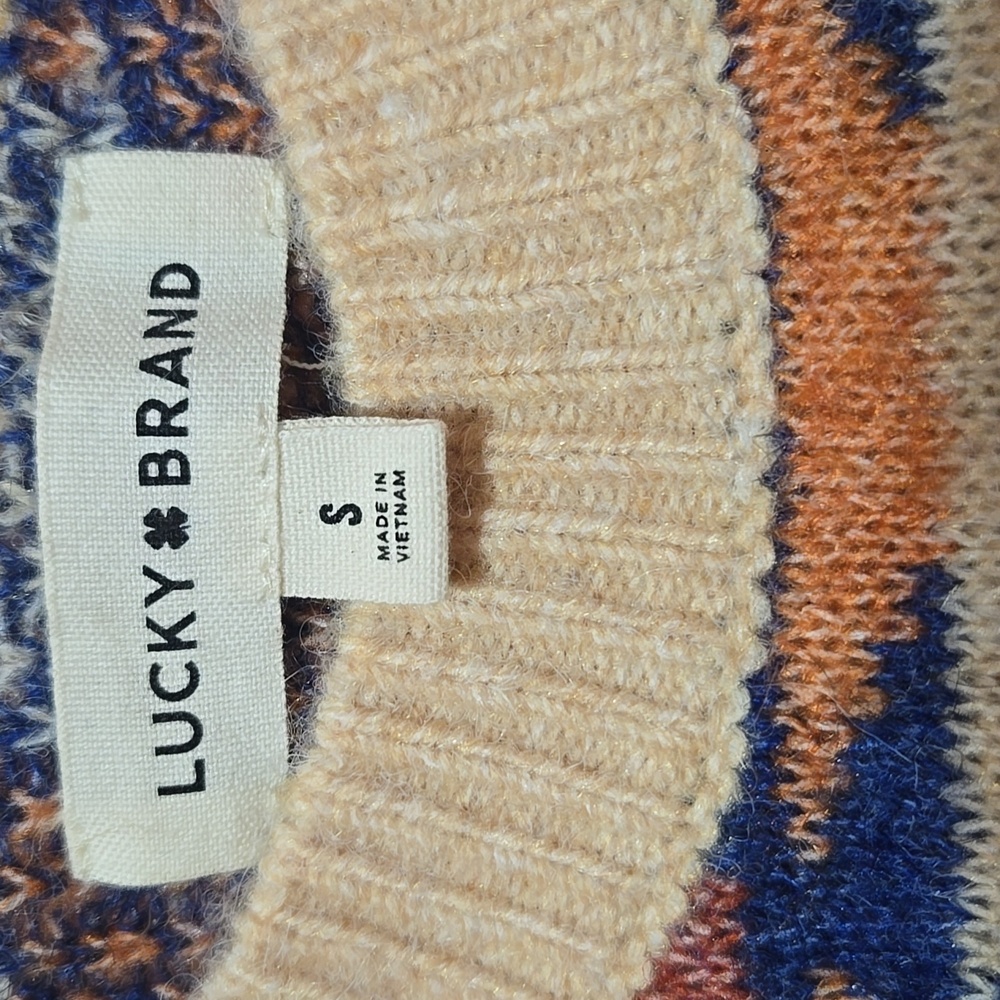 Lucky Brand Aztec Southwest Sweater Women’s Small Beige Multi - Picture 6 of 11